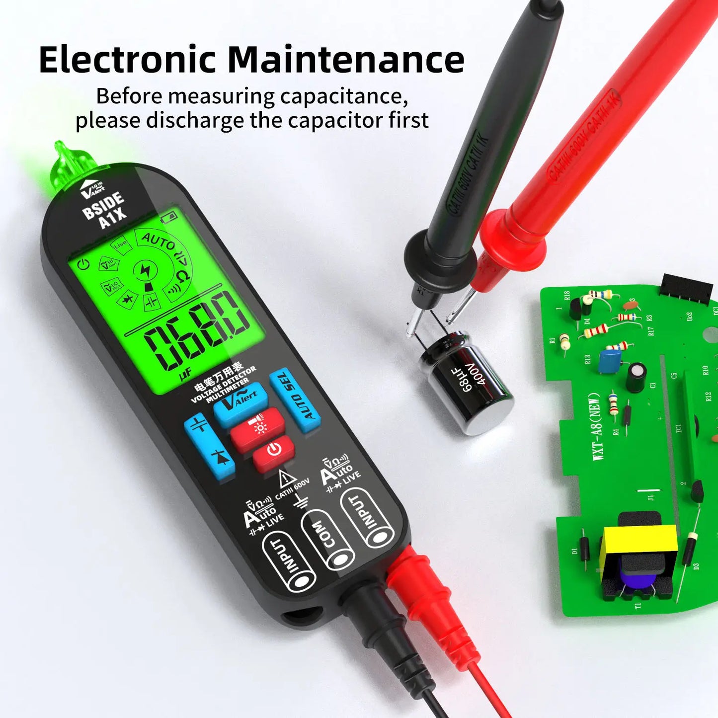 BSIDE A1X Digital Multimeter Fully Automatic Anti-Burn Intelligent Live Wire Detector AC/DC Voltage electrician tester tools